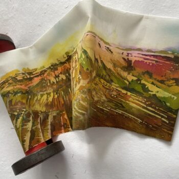 Landscape on fabric scroll/ book using Monoprint and Batik*New 2026